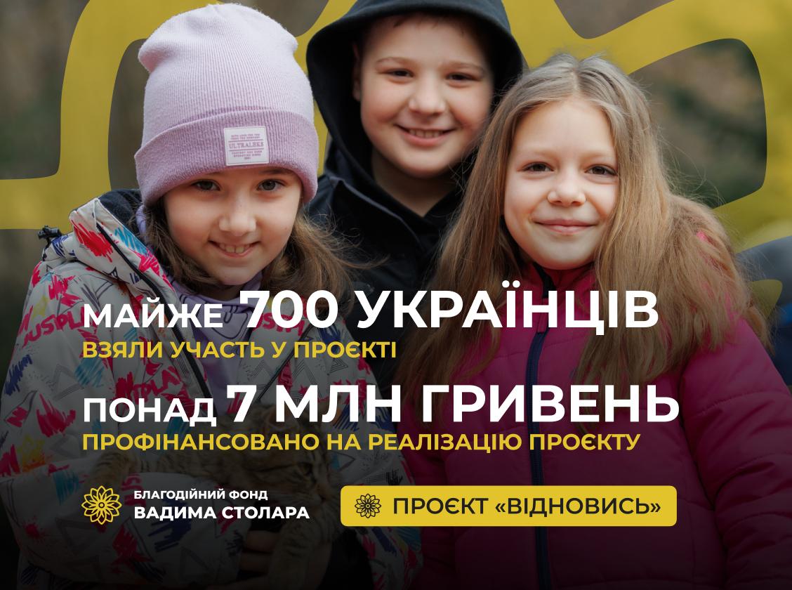 Проєкт «Відновись», профінансований Фондом Вадима Столара на 7 млн грн, допоміг майже 700 українцям